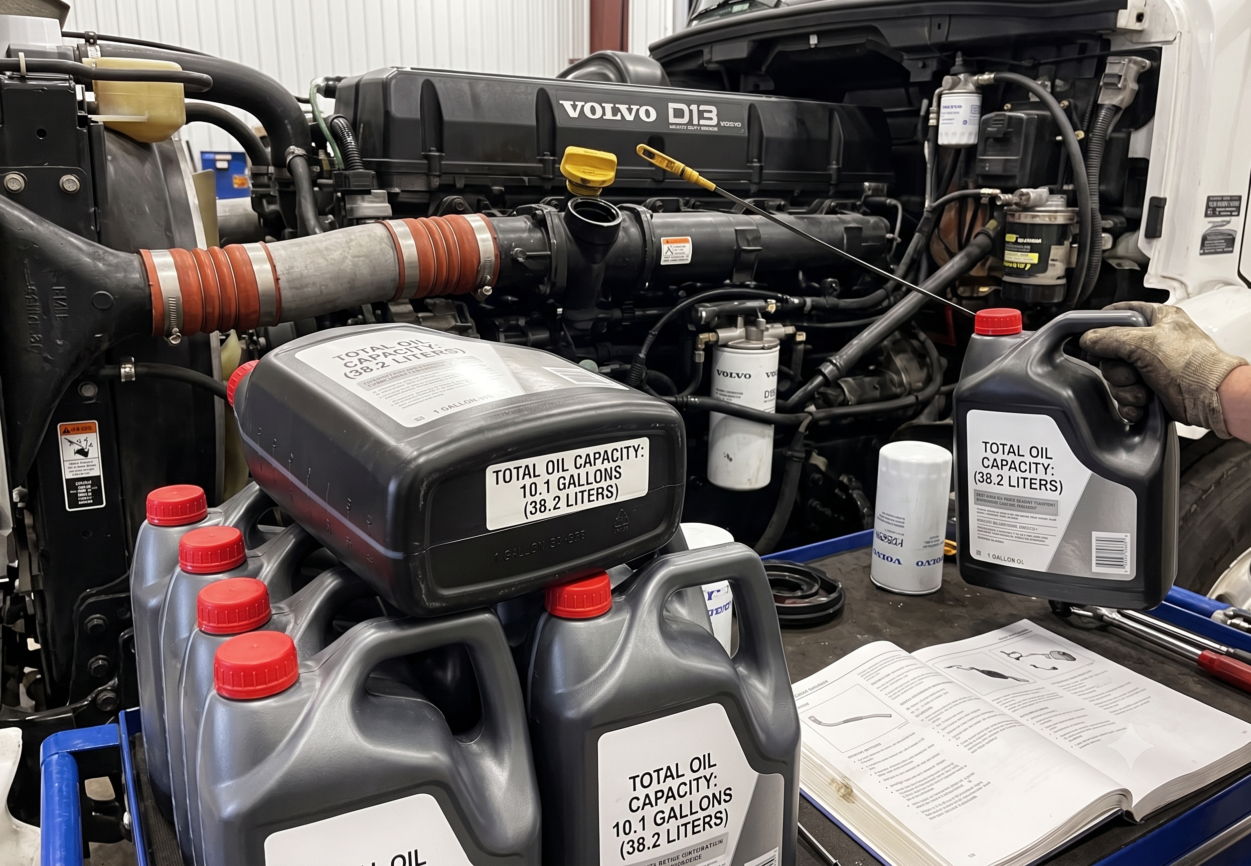 How Many Gallons of Oil Does a Volvo D13 Take? Gemini Generated Image mp9948mp9948mp99