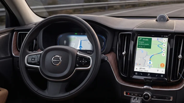 Does the Volvo XC60 Have Built-In Navigation? Sensus vs Google Maps Guide Volvo XC60 cockpit showing built-in Google Maps navigation on touchscreen and driver cluster